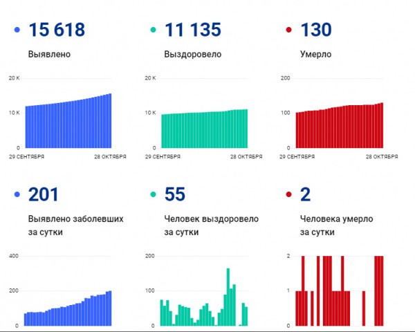 Коронавирус в Хабаровском крае (28 октября): умерло два пациента, заразился 201 человек